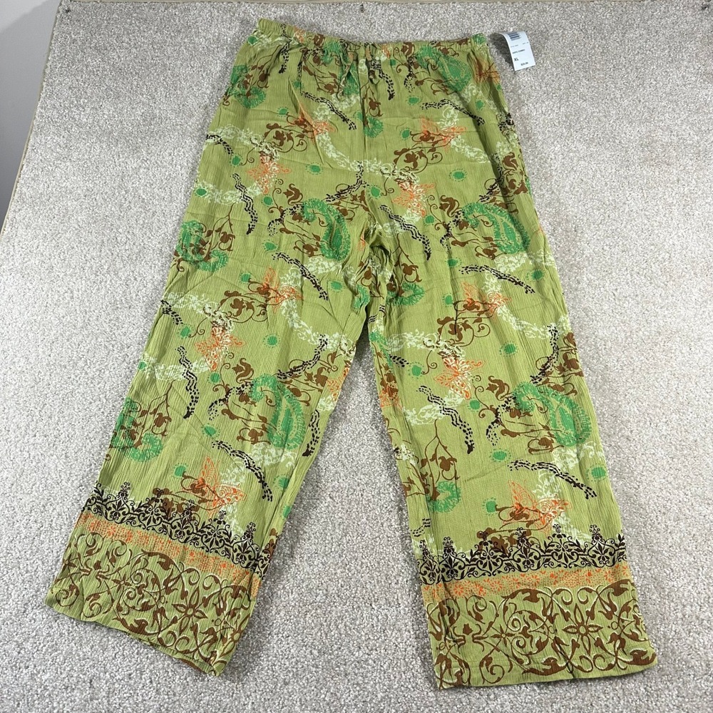 Cascade Blues Womens XL Paisley Floral Butterfly Pants Boho Cottage